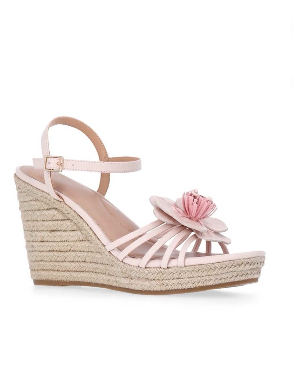 Time and Tru Light Pink Floral Espadrille Wedge Sandals
